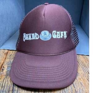 Rare Find Naked Cafe Trucker Hat Maroon Mesh Snapback Mesh Back Graphic Logo Cap